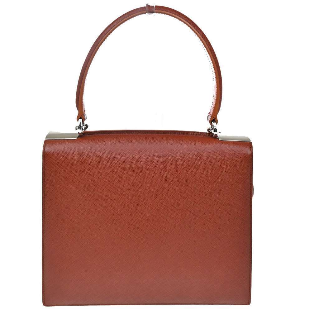 Salvatore Ferragamo Double Gancini Top Handle Bag Brown Leather Good condition - Back View