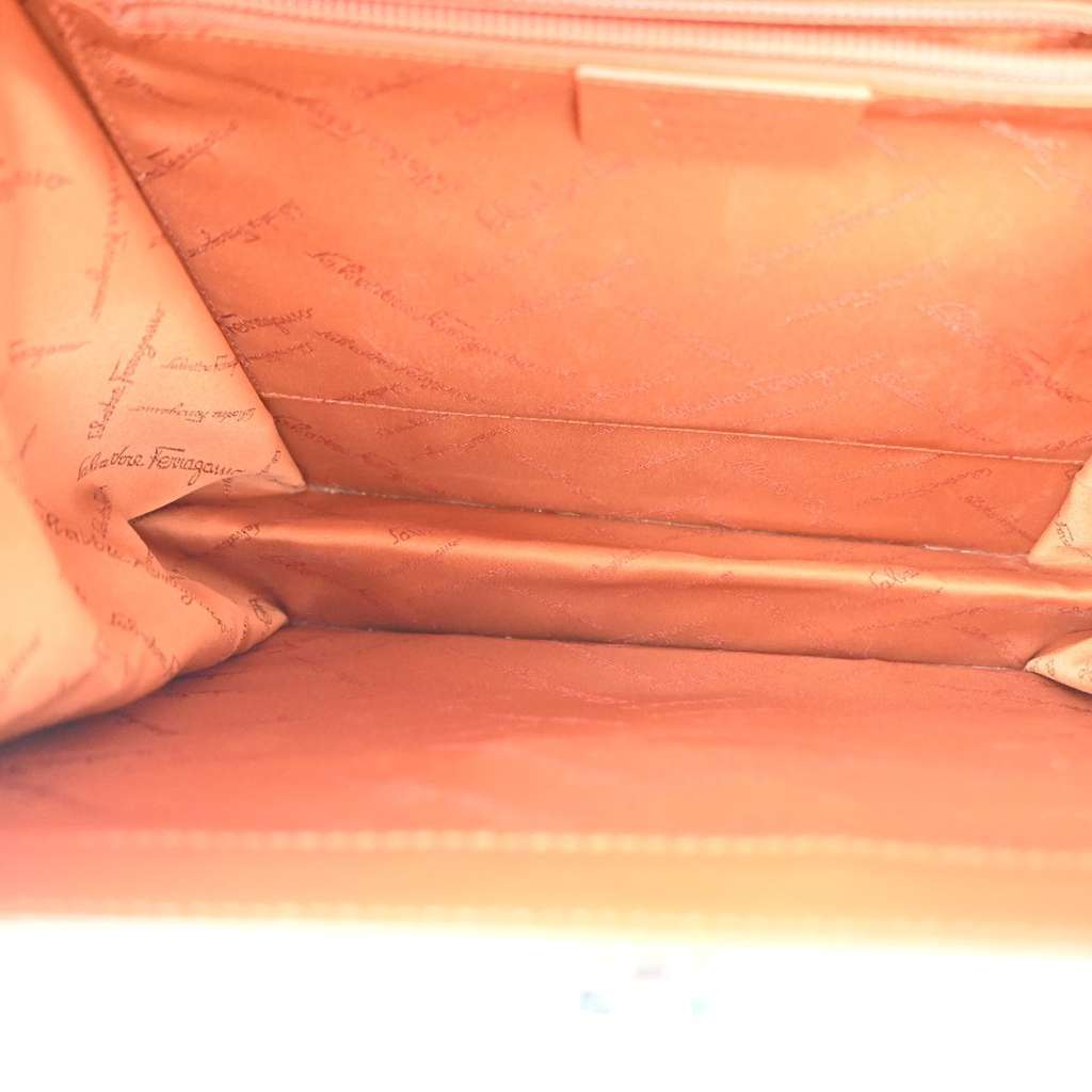 Salvatore Ferragamo Double Gancini Top Handle Bag Brown Leather Good condition - Box View