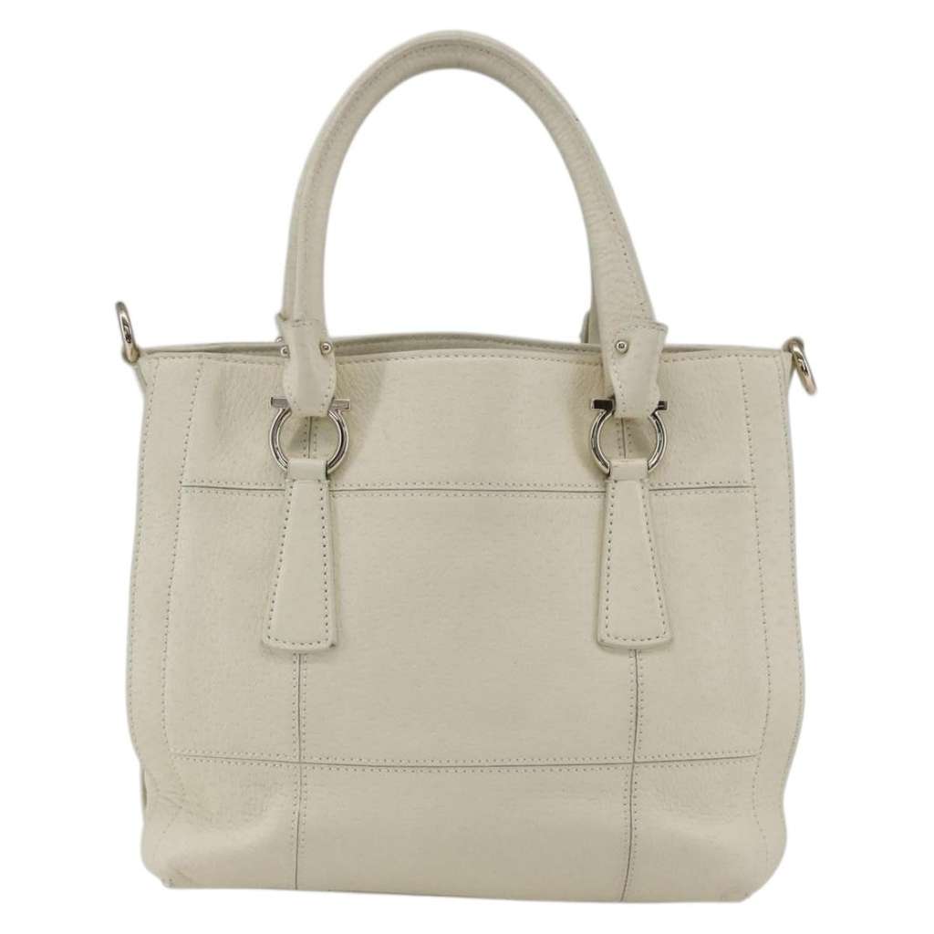 Salvatore Ferragamo Gancini handbag White Leather Good condition - Back View