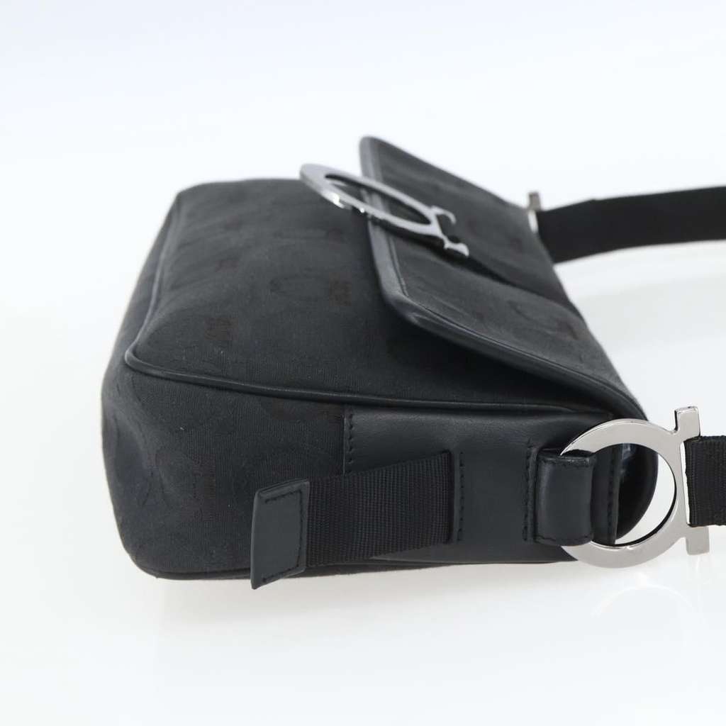 Salvatore Ferragamo Gancini Shoulder Bag Black Canvas Good condition - Inside View