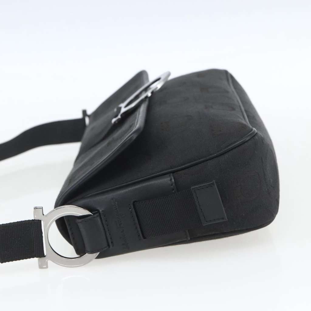 Salvatore Ferragamo Gancini Shoulder Bag Black Canvas Good condition - Model View