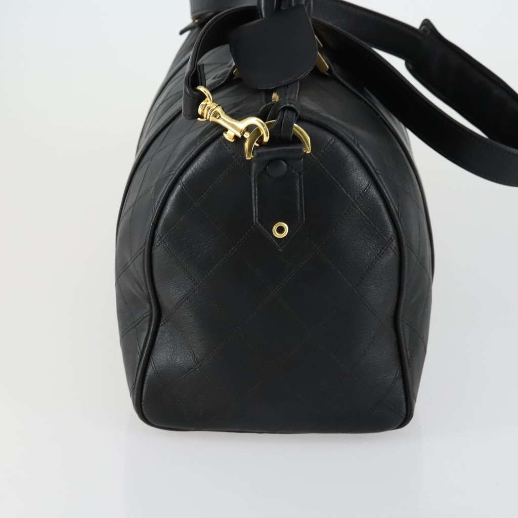 Chanel Vintage Diamond Stitch Boston Bag Black Leather Good condition - Inside View