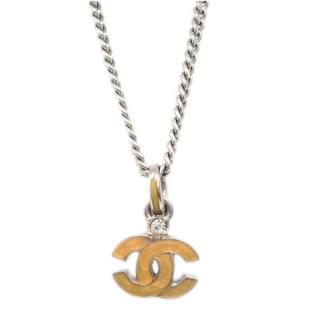 Chanel Vintage CC Pendent Necklace Silver Good condition - Back View