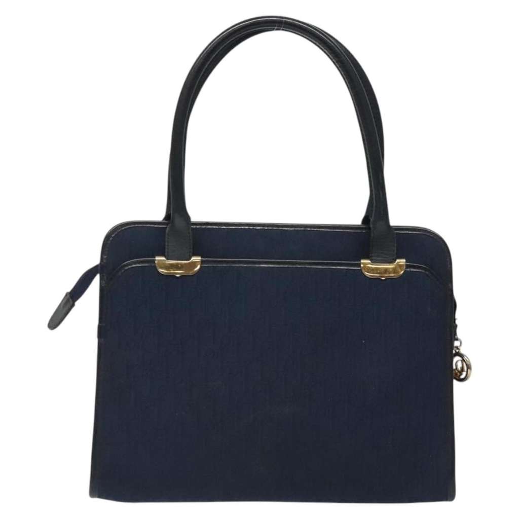 Christian Dior Vintage Trotter Handbag Navy Canvas Good condition - Back View