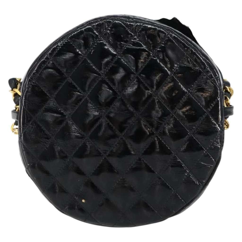 Chanel Vintage Camellia Round Evening Bag Black Good condition - Back View