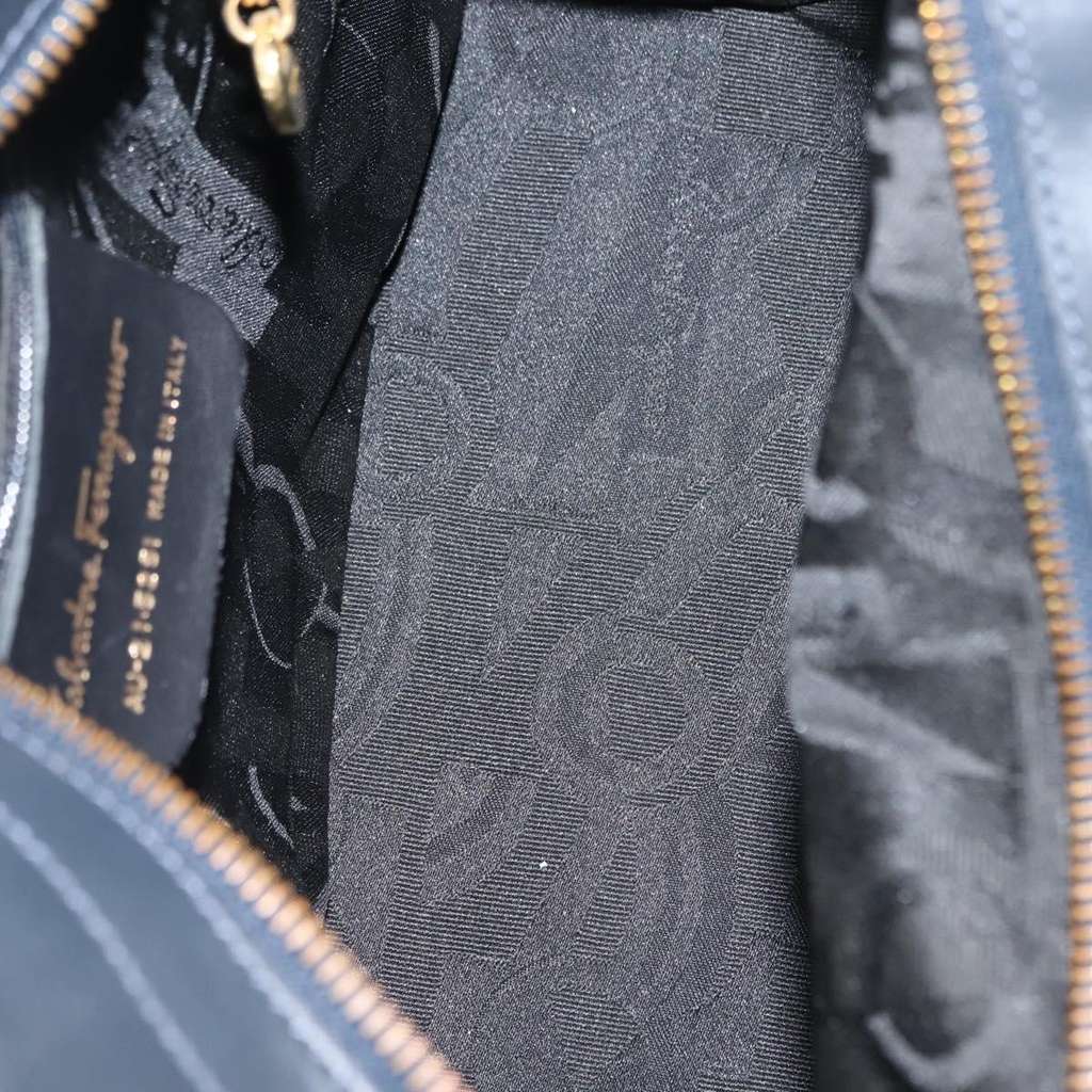 Salvatore Ferragamo Vala Handbag Navy Canvas Good condition - Box View