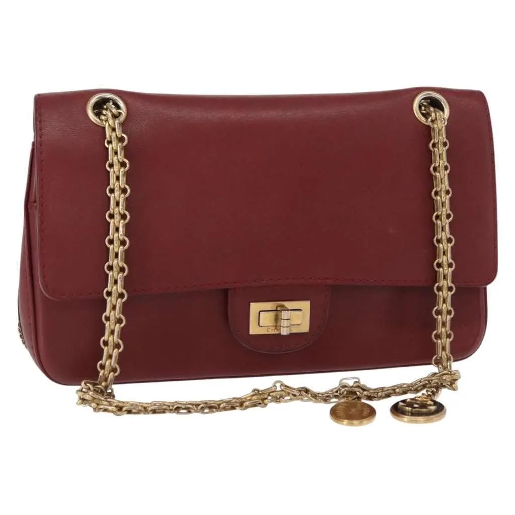 Chanel Nude Reissue 2.55 Flap Bag Red Leather Good - Front View