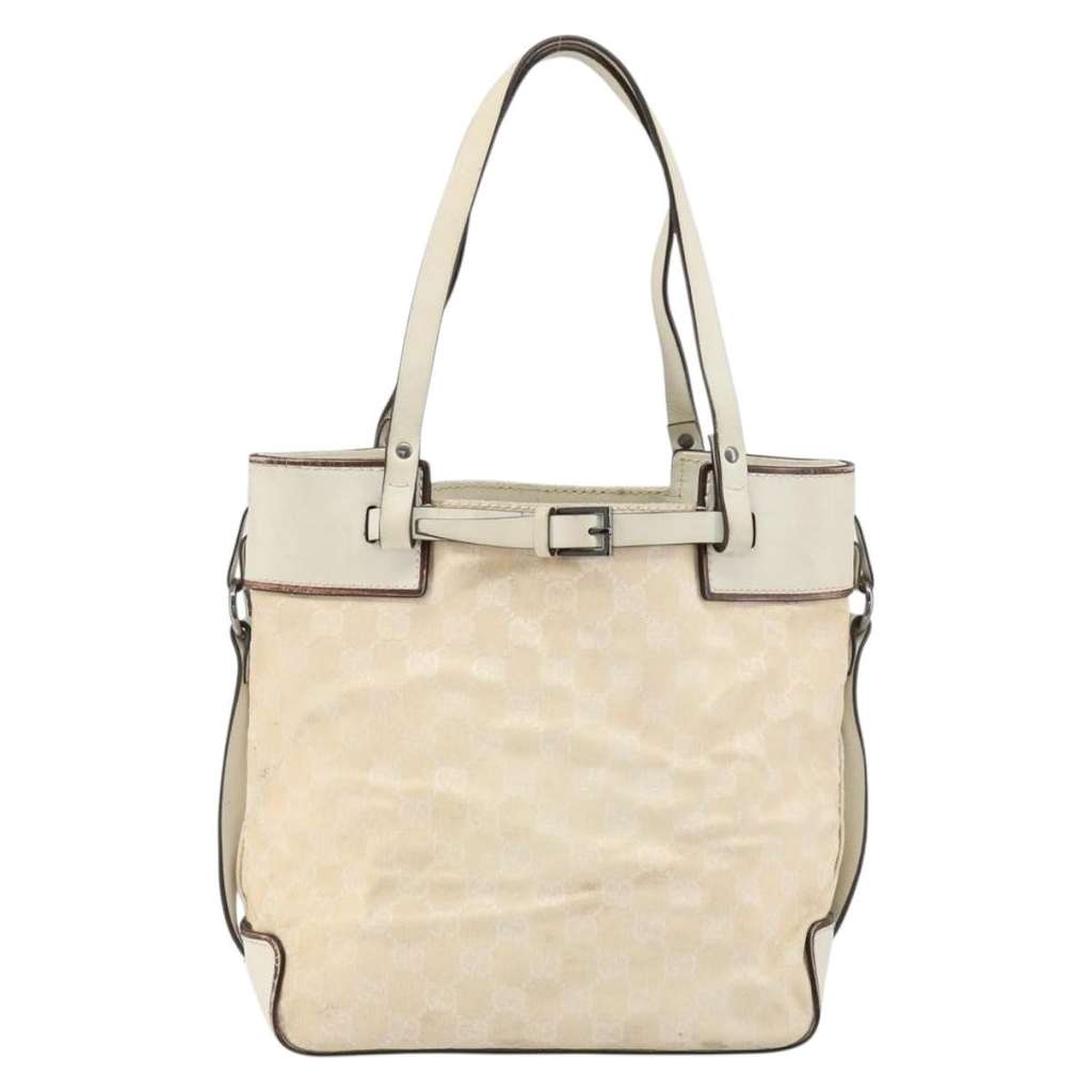 Gucci Belted Bucket Tote Beige Canvas Good condition - Back View