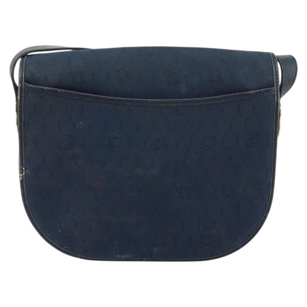 Christian Dior Vintage Honeycomb Shoulder Bag Navy Canvas Good condition - Back View