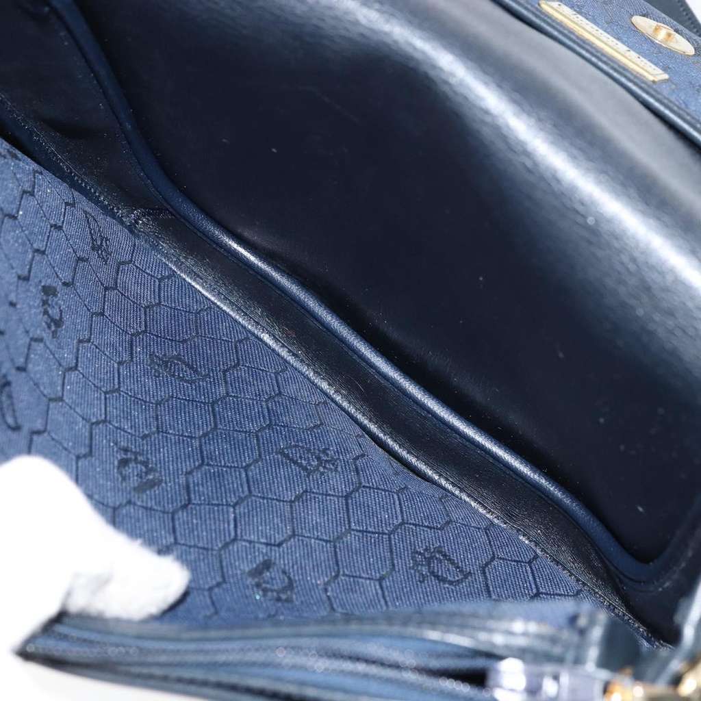 Christian Dior Vintage Honeycomb Shoulder Bag Navy Canvas Good condition - Box View