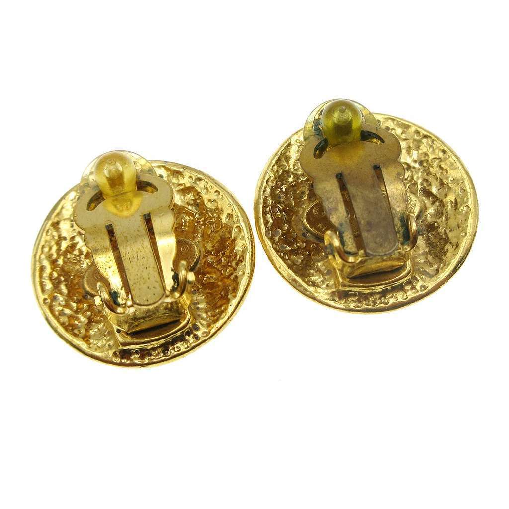 Chanel CC Button Clip-On Earrings Gold Good condition - Back View