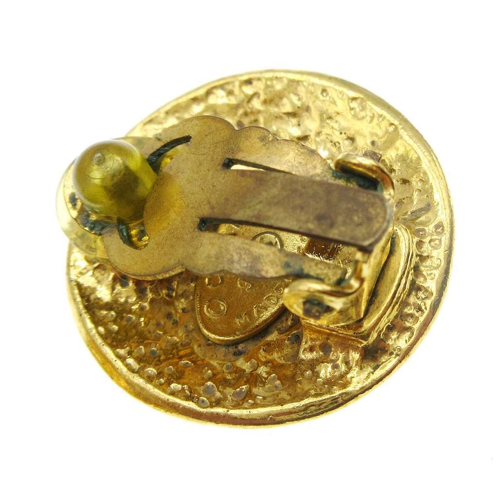 Chanel CC Button Clip-On Earrings Gold Good condition - Inside View