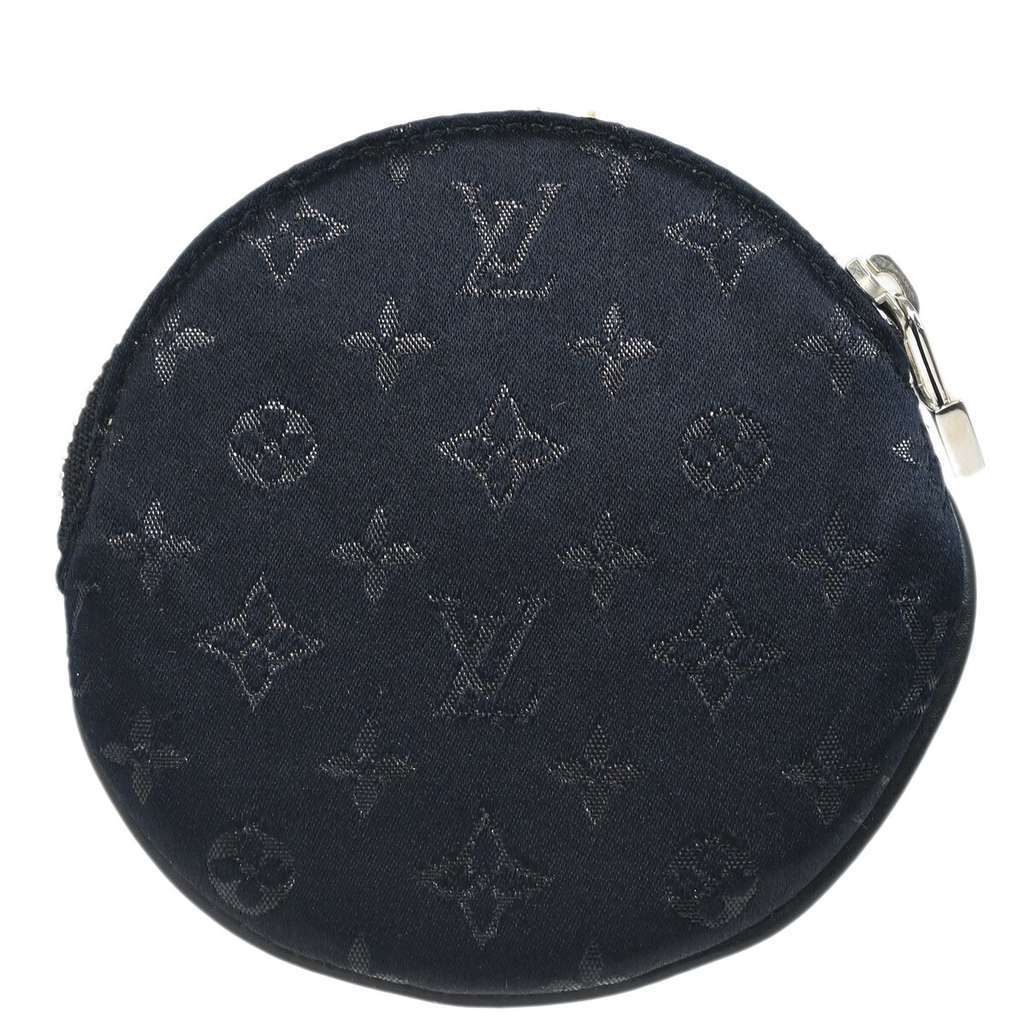 Louis Vuitton Round Coin Purse Black Silk Good condition - Back View