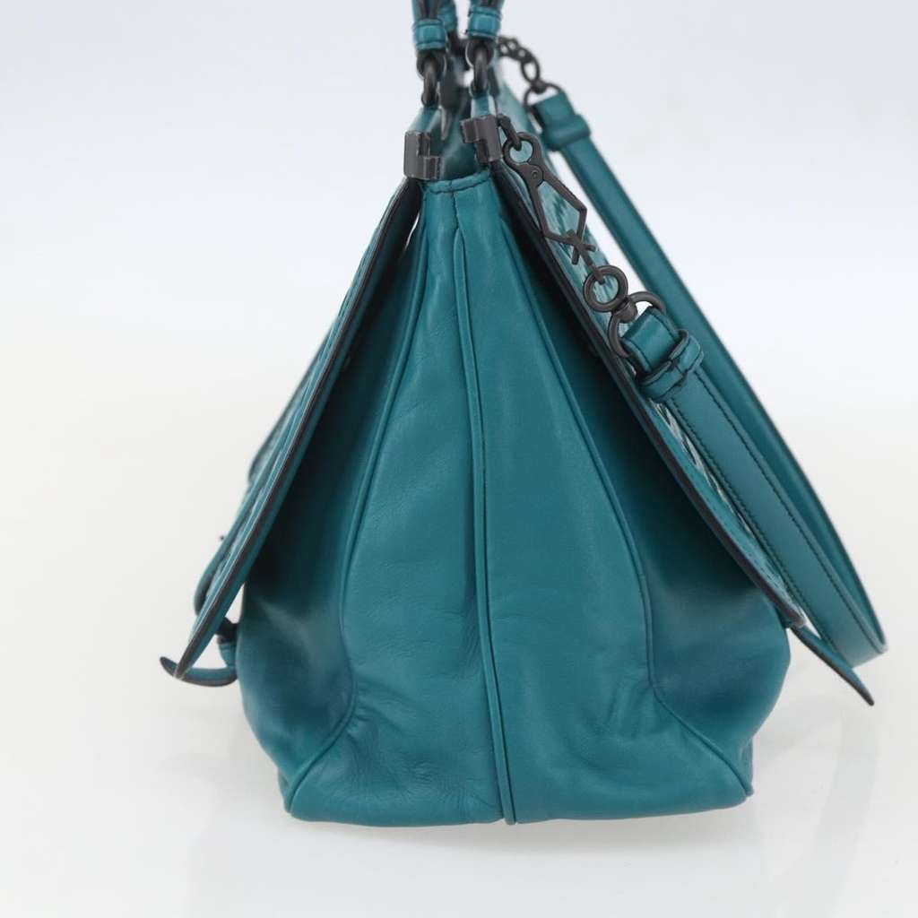 Bottega Veneta Monaco Convertible Satchel Turquoise Leather Good condition - Inside View