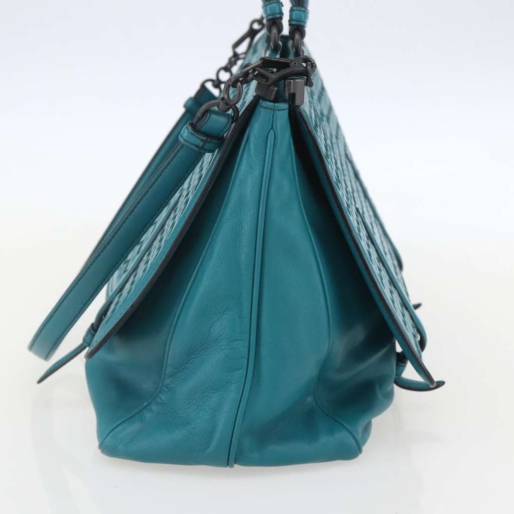 Bottega Veneta Monaco Convertible Satchel Turquoise Leather Good condition - Model View