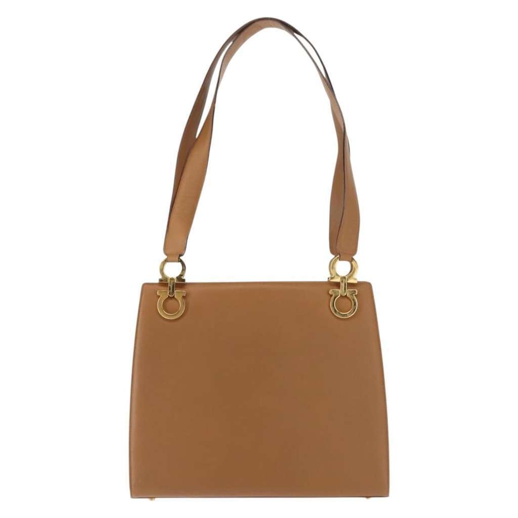 Salvatore Ferragamo Gancini Shoulder Bag Beige Leather Good condition - Back View