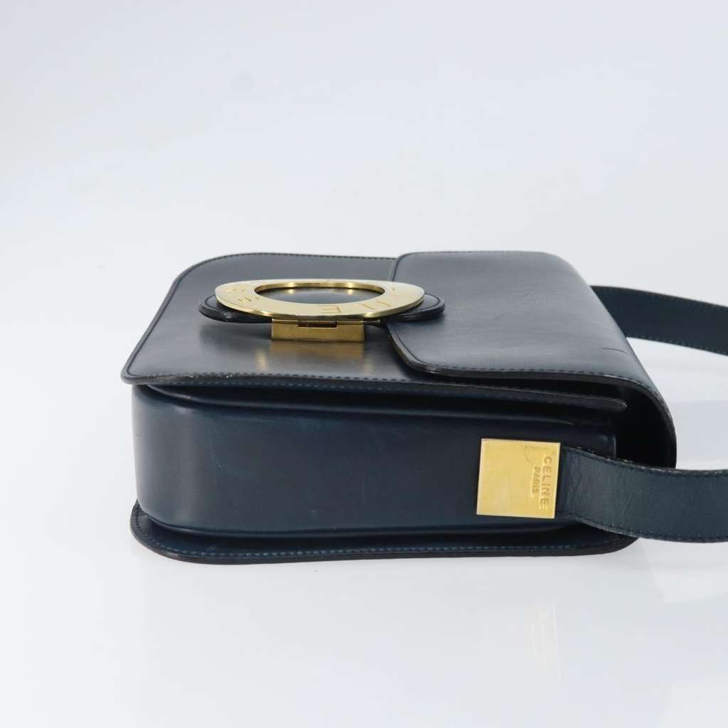 Celine Circle Logo Shoulder Bag Navy Leather Fair condition - Inside View