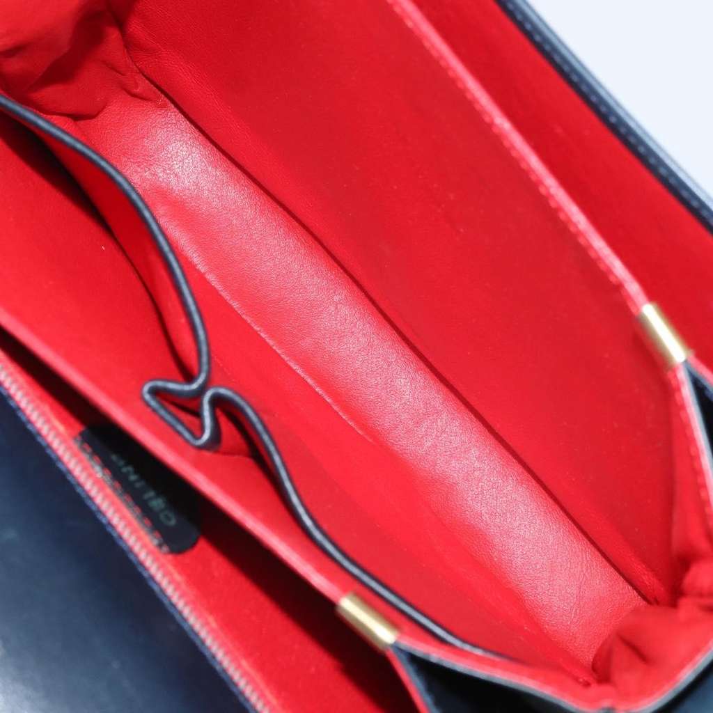 Celine Circle Logo Shoulder Bag Navy Leather Fair condition - Box View