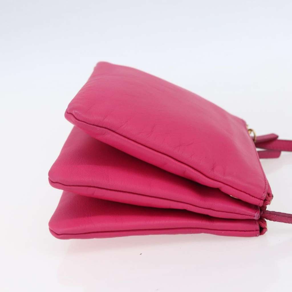 Celine Trio Crossbody Bag Pink Leather Good condition - Model View