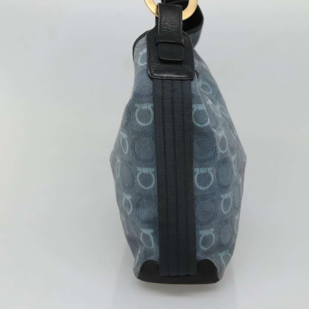 Salvatore Ferragamo Gancini Shoulder Bag Blue Canvas Good condition - Inside View