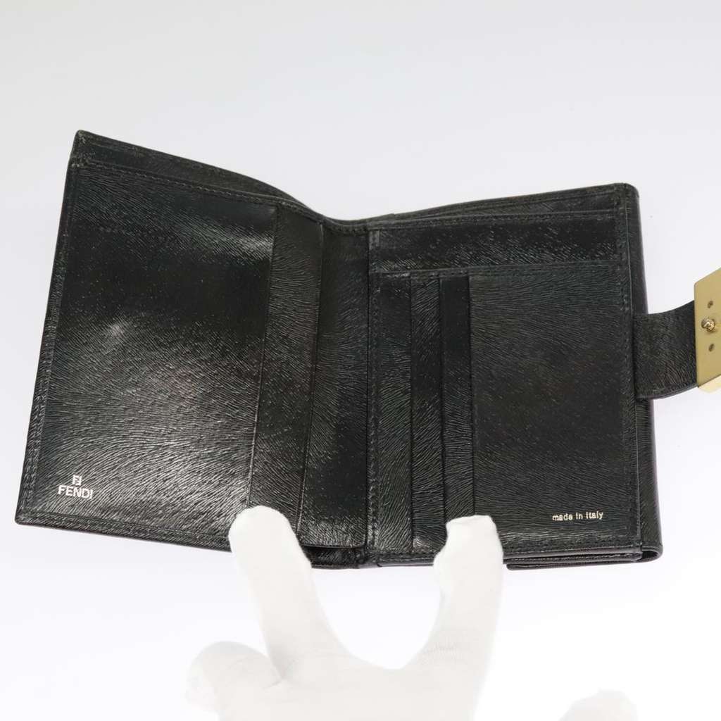 Fendi Bifold Flat Wallet Black Leather Good condition - Box View