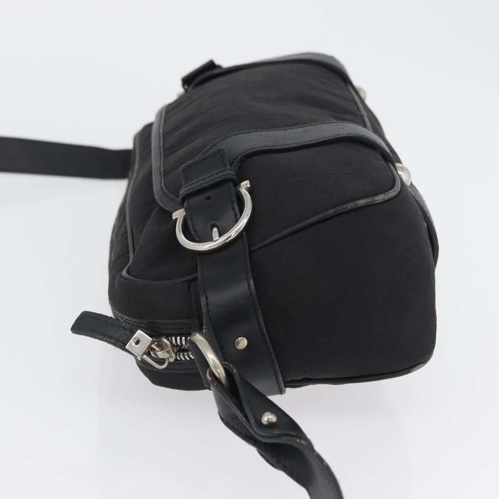 Salvatore Ferragamo Gancini Shoulder Bag Black Canvas Fair condition - Model View