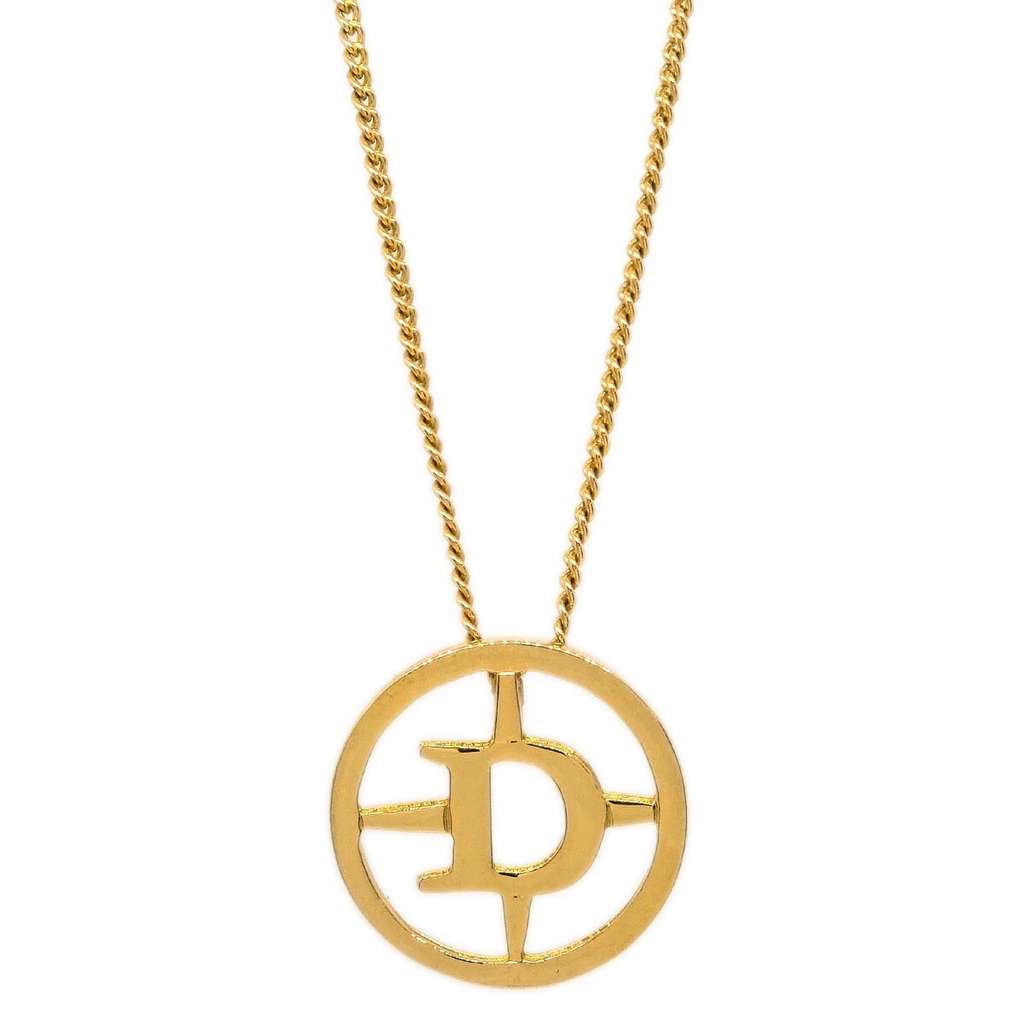 Christian Dior CD Round Pendant Necklace Gold Good condition - Back View