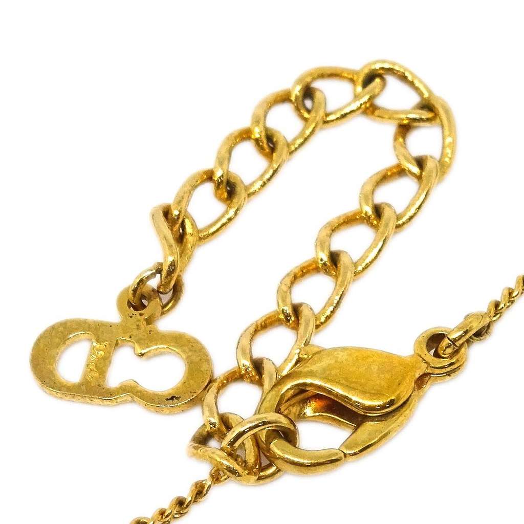 Christian Dior CD Round Pendant Necklace Gold Good condition - Model View
