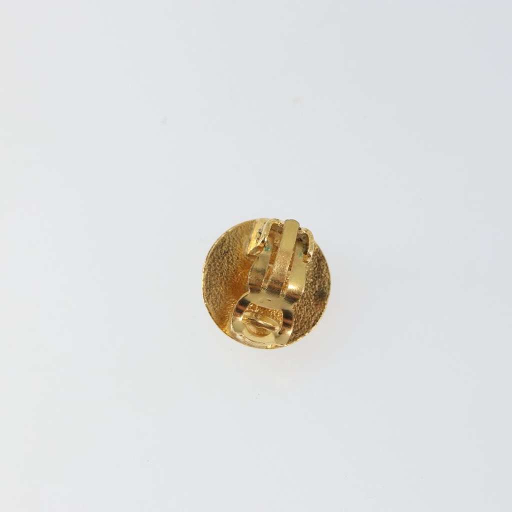 Chanel Vintage CC Round Clip-On Earrings Gold Metal Good condition - Inside View