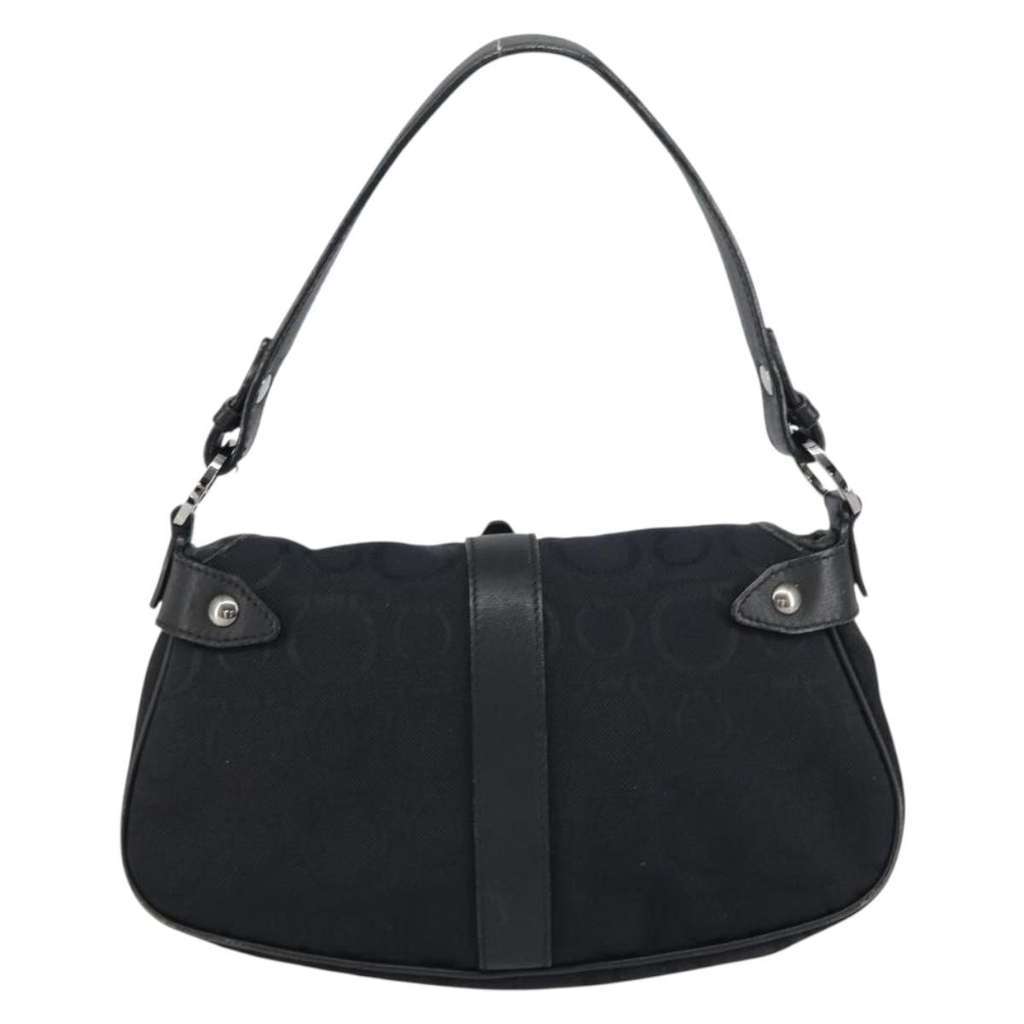 Salvatore Ferragamo Gancini Shoulder Bag Black Canvas Good condition - Back View