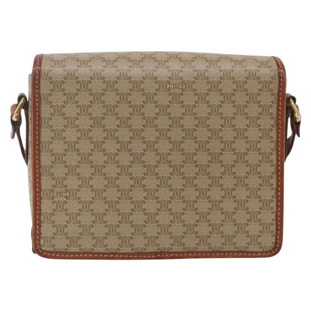 Celine Vintage Macadam Shoulder Bag Beige Canvas Fair condition - Back View