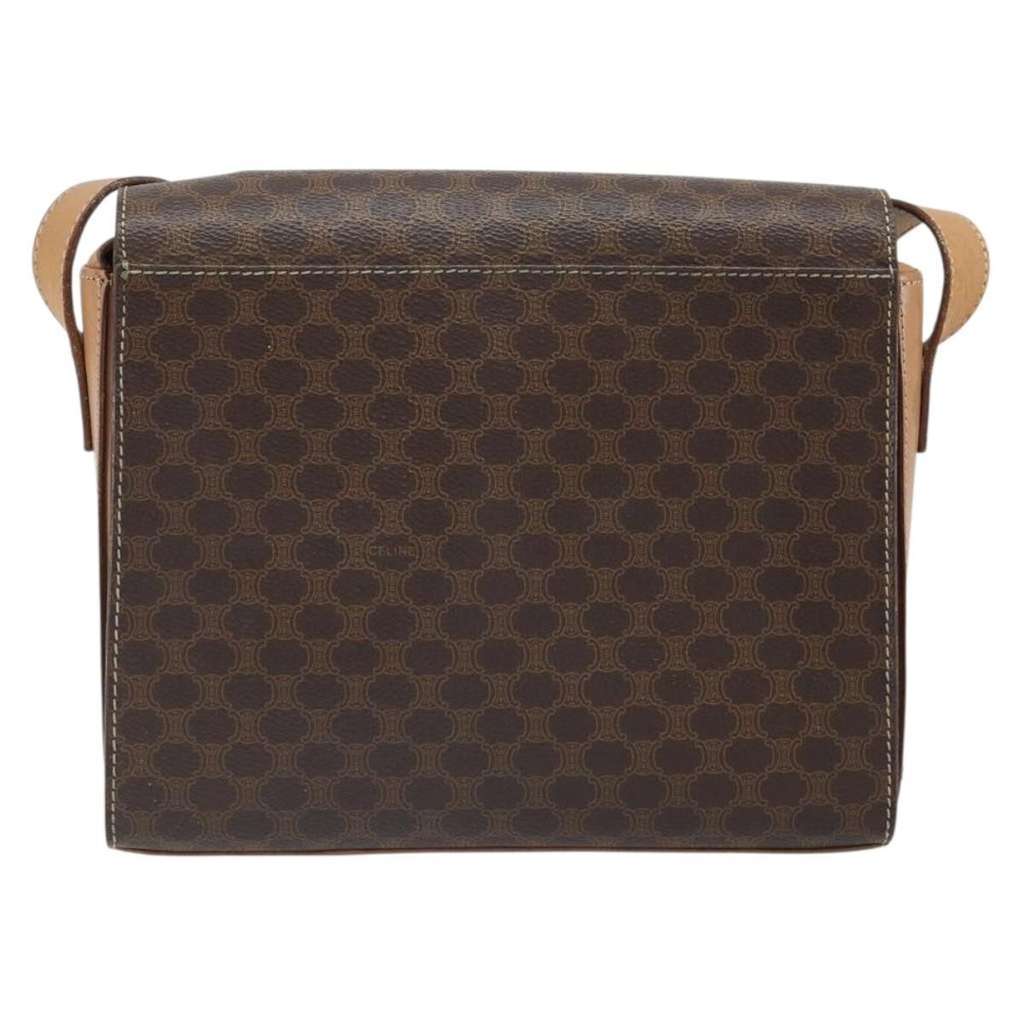 Celine Vintage Macadam Circle Logo Shoulder Bag Brown Canvas Fair condition - Back View