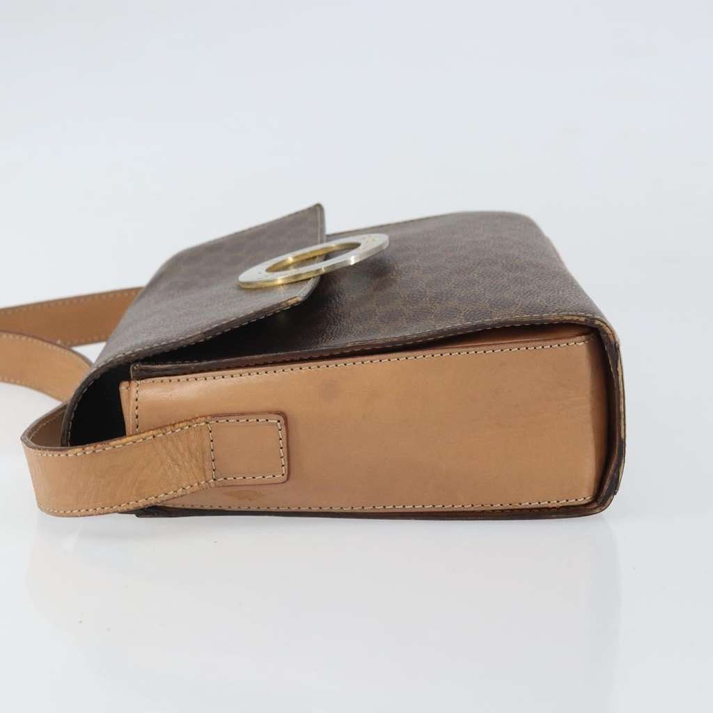 Celine Vintage Macadam Circle Logo Shoulder Bag Brown Canvas Fair condition - Model View