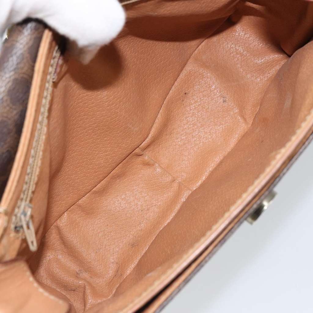 Celine Vintage Macadam Circle Logo Shoulder Bag Brown Canvas Fair condition - Box View