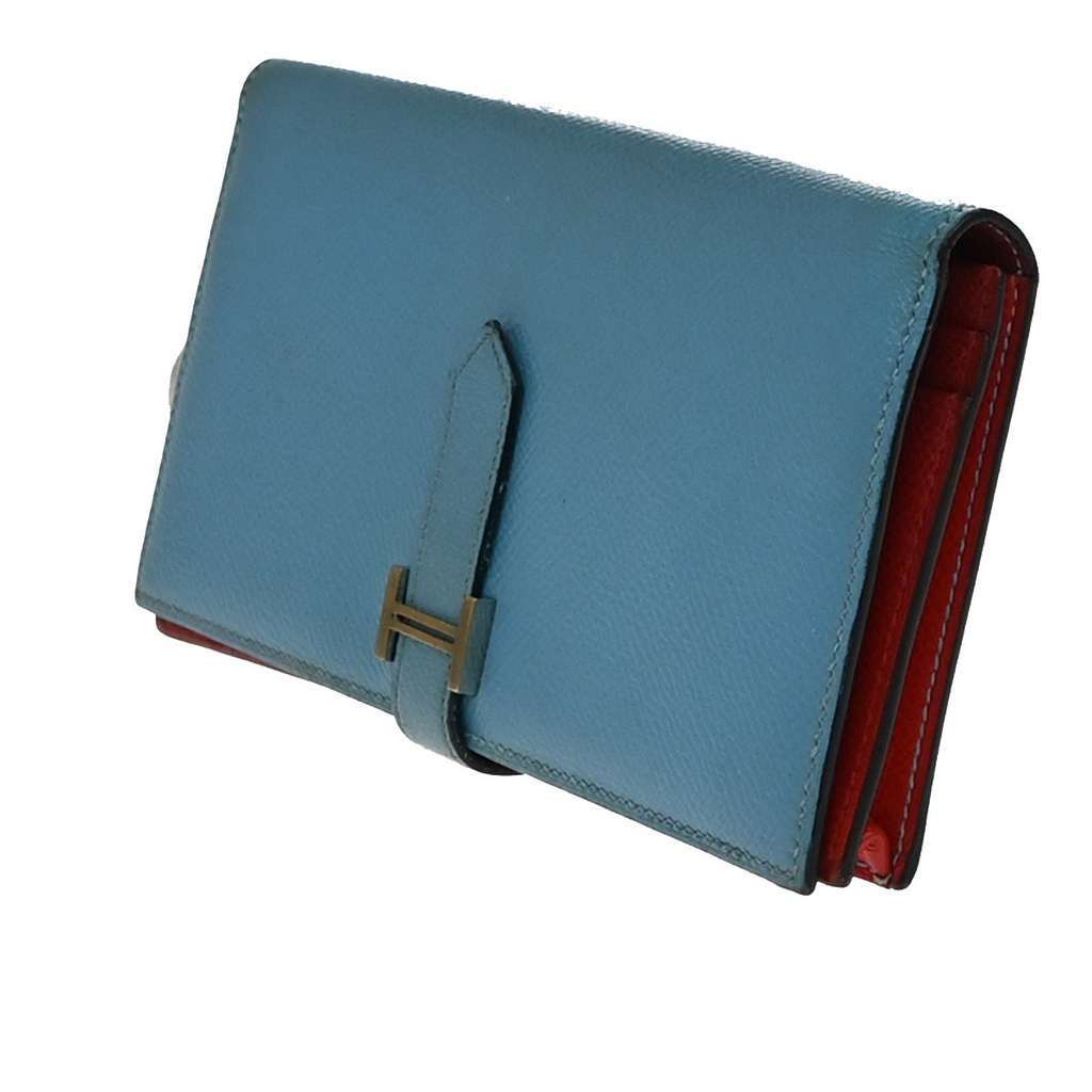 Hermès Bearn Wallet Blue Leather Good condition - Inside View