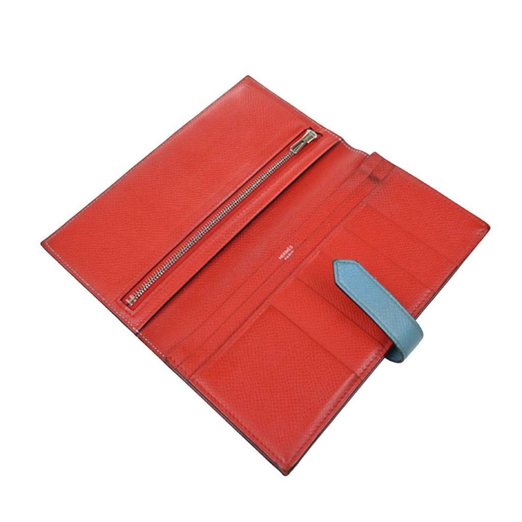 Hermès Bearn Wallet Blue Leather Good condition - Box View