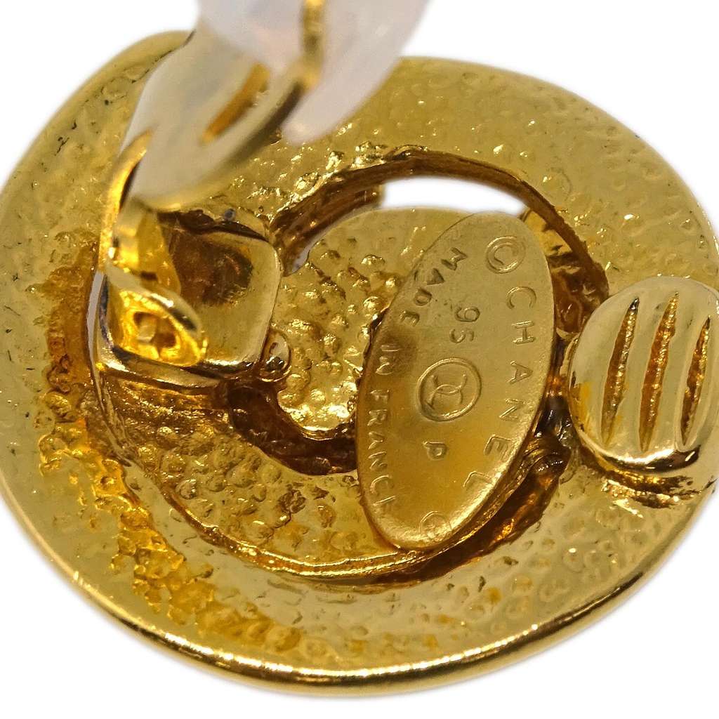 Chanel CC Round Earrings Gold Good condition - Model View