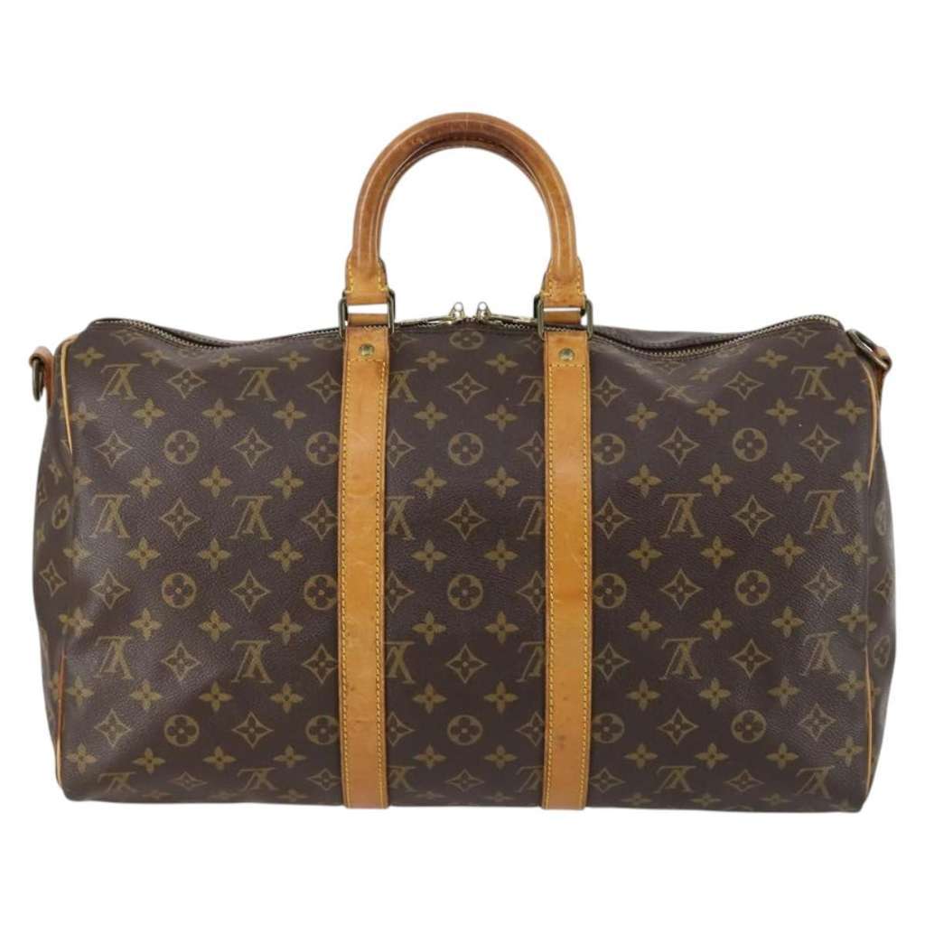 Louis Vuitton Keepall Bandouliere Bag Brown Canvas Fair condition - Back View