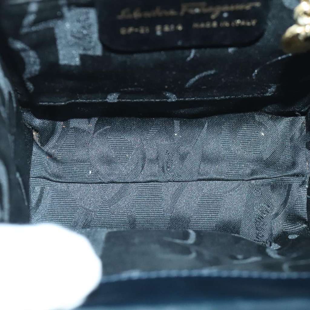 Salvatore Ferragamo Vala Handbag Navy Leather Good condition - Box View