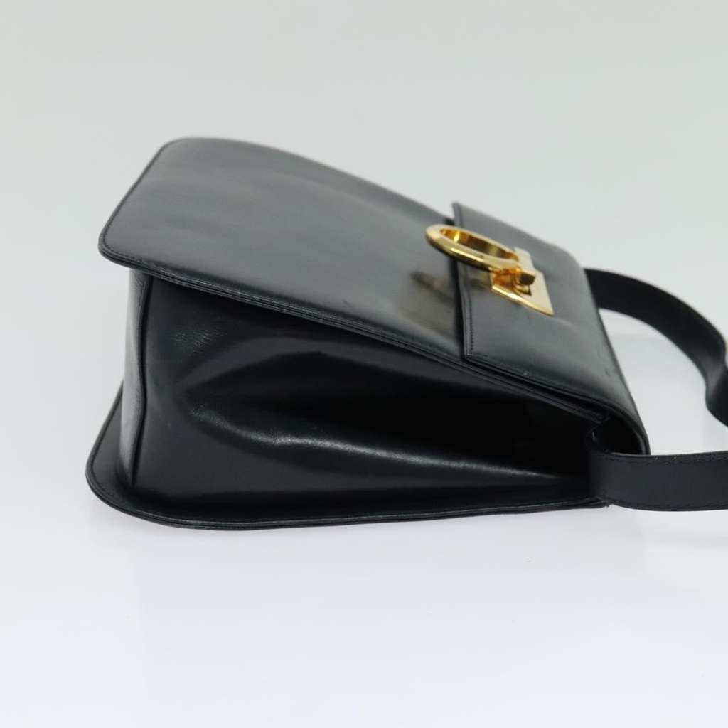 Salvatore Ferragamo Gancini Shoulder Bag Navy Leather Good condition - Model View