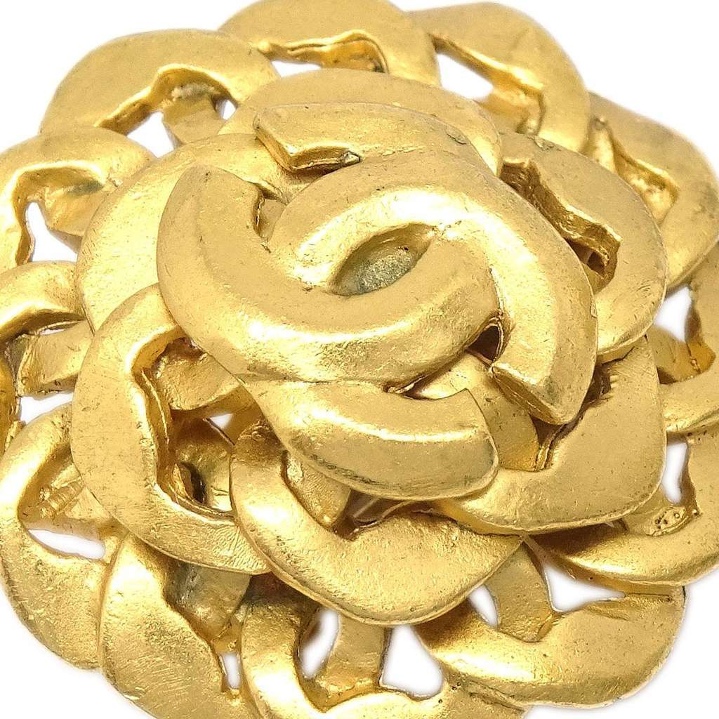 Chanel Vintage CC Round Button Clip-On Earrings Gold Good condition - Inside View