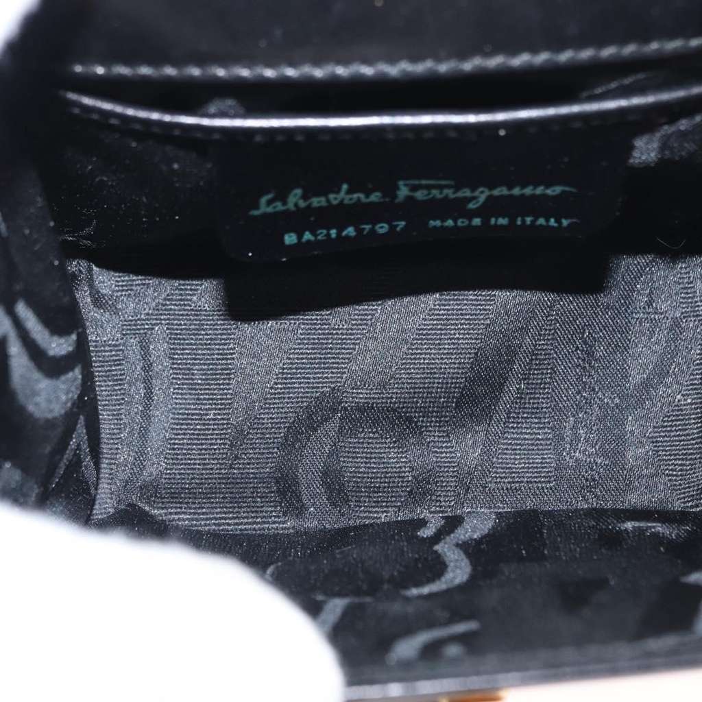 Salvatore Ferragamo Gancini Shoulder Bag Black Leather Good condition - Box View