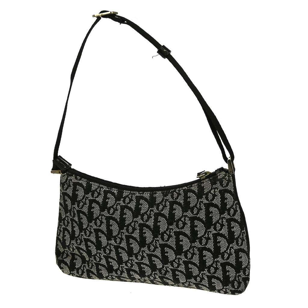 Christian Dior Vintage Trotter Handbag Black Canvas Good condition - Back View