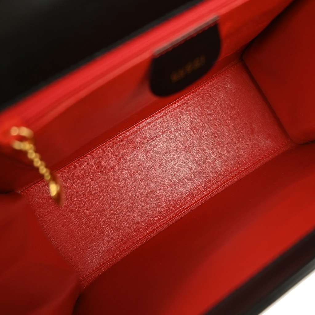 Gucci Vintage Lady Lock Top Handle Bag Black Leather Good condition - Inside View