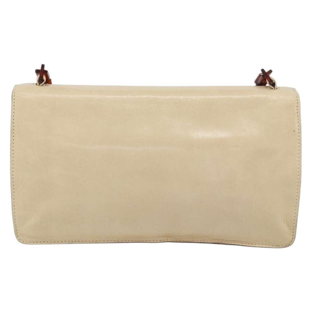 Prada Flap Shoulder Bag Beige Leather Good condition - Back View