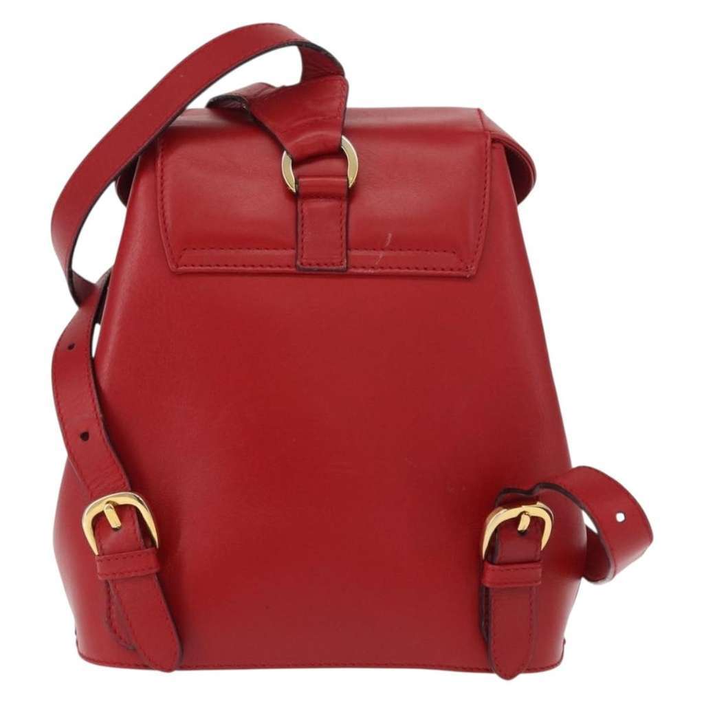 Salvatore Ferragamo Vintage Backpack Red Leather Good condition - Back View