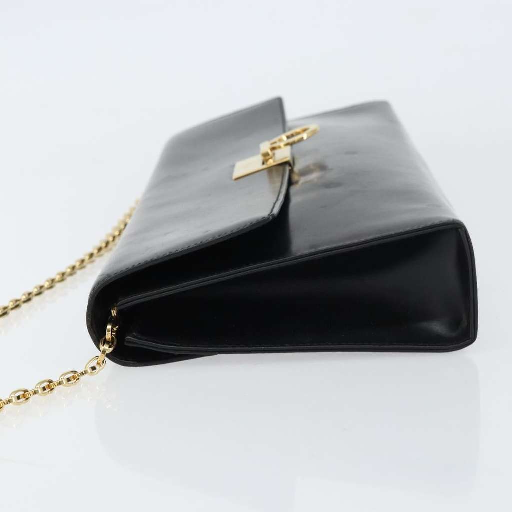 Salvatore Ferragamo Gancini Chain Shoulder bag Black Leather Good condition - Model View