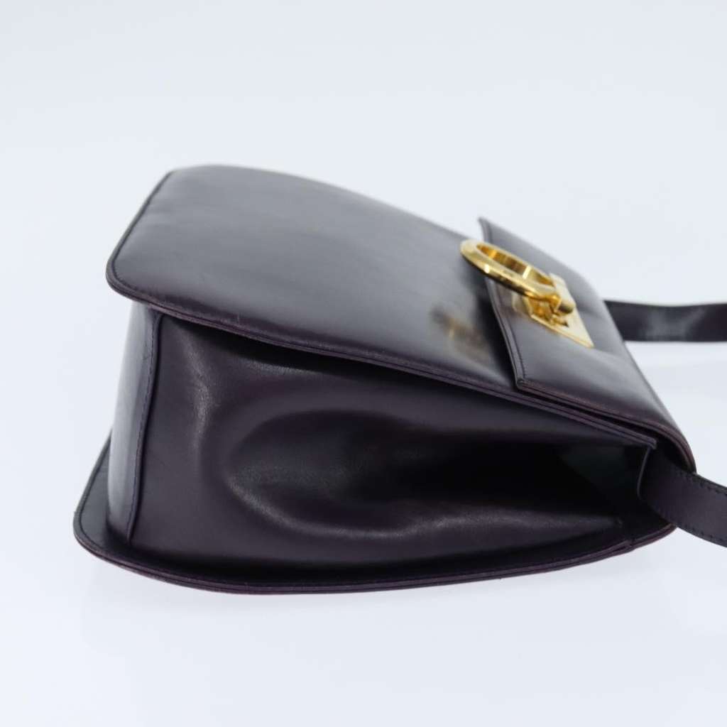 Salvatore Ferragamo Gancini Shoulder Bag Navy Leather Good condition - Model View