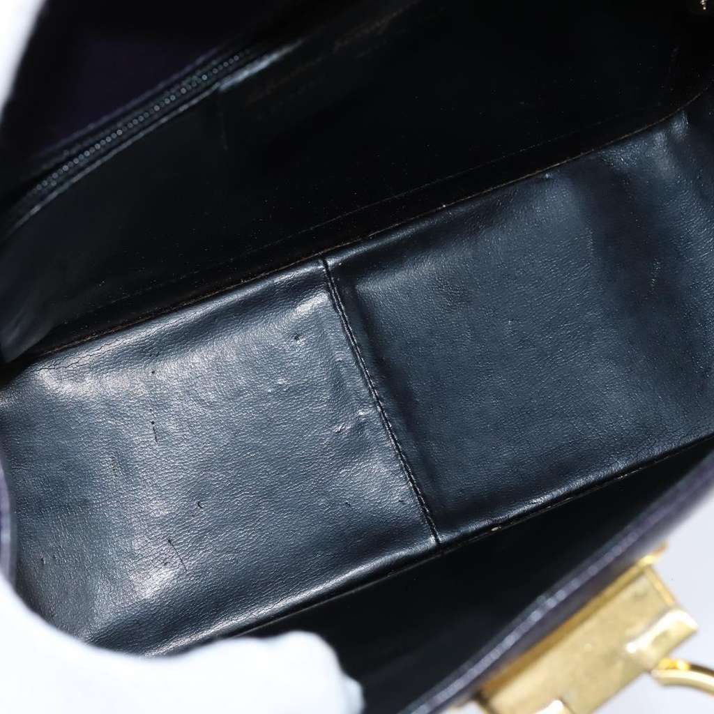 Salvatore Ferragamo Gancini Shoulder Bag Navy Leather Good condition - Box View