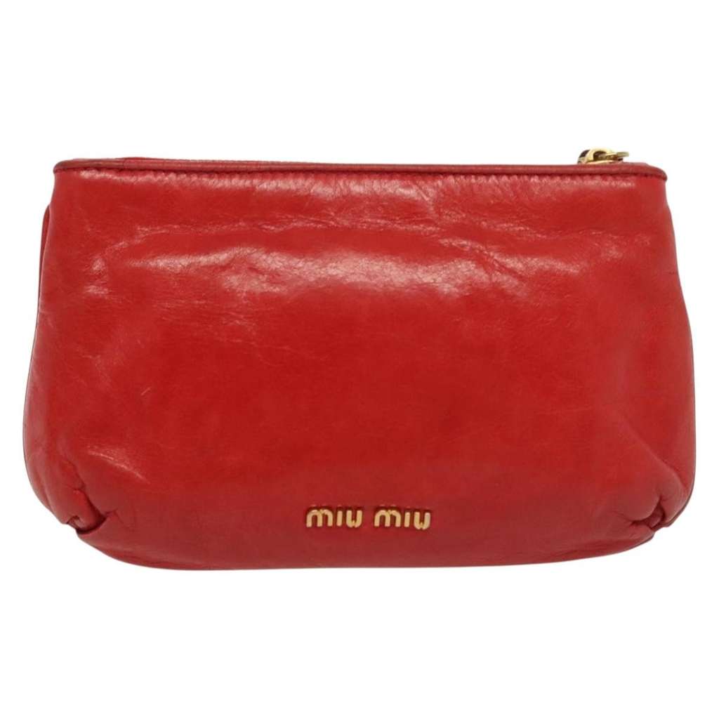 Miu Miu Zip Wristlet Pouch Red Leather Good condition - Back View